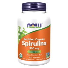 Спіруліна NOW Foods Organic Spirulina 500 mg - 200 табл